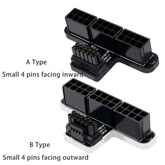 Alt view image 2 of 6 - ATX 3.0 12VHPWR 16Pin (12+4p) to 3X 8-Pin PCIe 5.0 Graphics Card Power Adapter, 600W, 180 Degree Aluminum Alloy (A Type/Black)