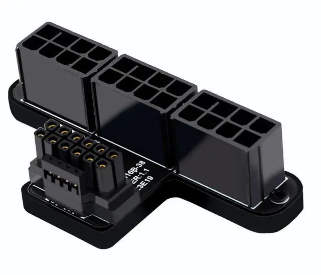 Main image of ATX 3.0 12VHPWR 16Pin (12+4p) to 3X 8-Pin PCIe 5.0 Graphics Card Power Adapter, 600W,180 Degree Aluminum Alloy (B Type/Black)