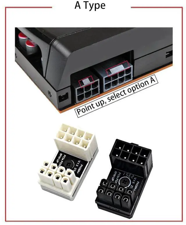 Alt view image 2 of 7 - 180 Degree Angled 8-Pin GPU Power Extension Adapter Aluminum Alloy Cooling Shell with Thermal Silicone for Cable Management (Black/A Type)