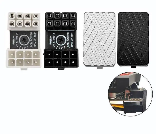 Alt view image 6 of 7 - 180 Degree Angled 8-Pin GPU Power Extension Adapter Aluminum Alloy Cooling Shell with Thermal Silicone for Cable Management (Black/B Type)