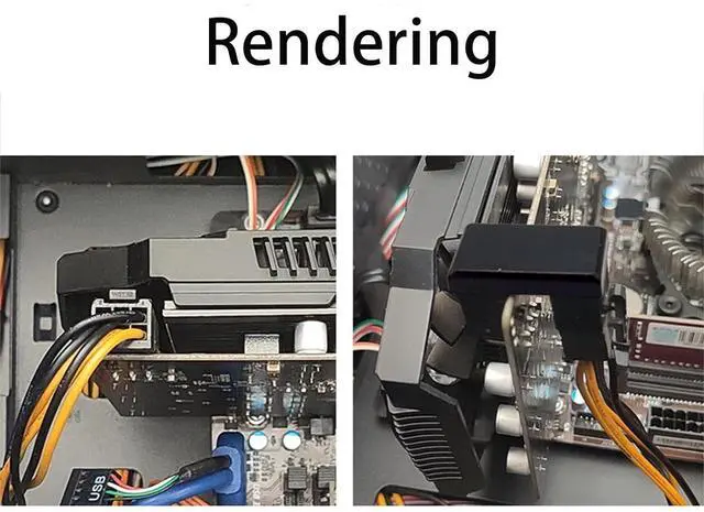Alt view image 5 of 7 - 180 Degree Angled 8-Pin GPU Power Extension Adapter Aluminum Alloy Cooling Shell with Thermal Silicone for Cable Management (Black/B Type)