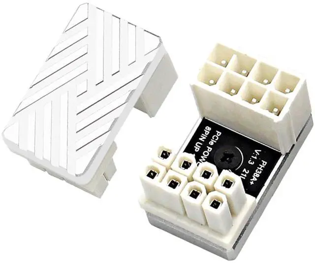 Main image of 180 Degree Angled 8-Pin GPU Power Extension Adapter Aluminum Alloy Cooling Shell with Thermal Silicone for Cable Management (Silvery White/A Type)