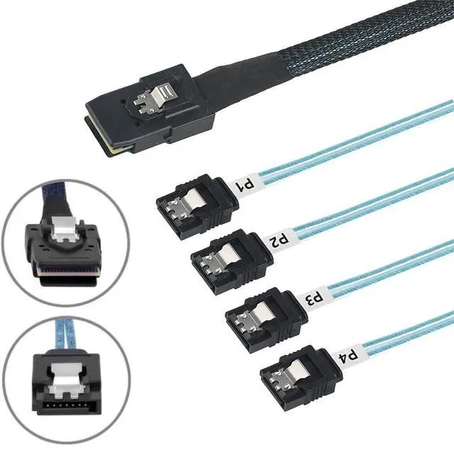 Alt view image 2 of 5 - Array Disk Cable Mini SAS 36Pin (SFF-8087) Male to 4 SATA 7Pin Female Cable, Mini SAS Host/Controller to 4 SATA Target/Backplane, 0.5M / 1.6FT