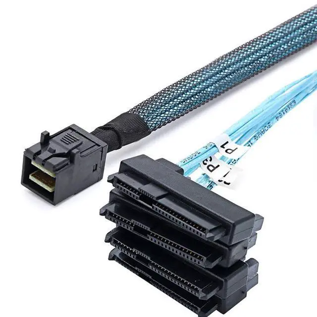 Alt view image 2 of 6 - Mini SAS to 4X SAS 29PIN Cable SFF-8643 to SFF-8482 29Pin with Sata 15PIN Power Connector, One to Four, for Raid Controller to HDD 1.6FT