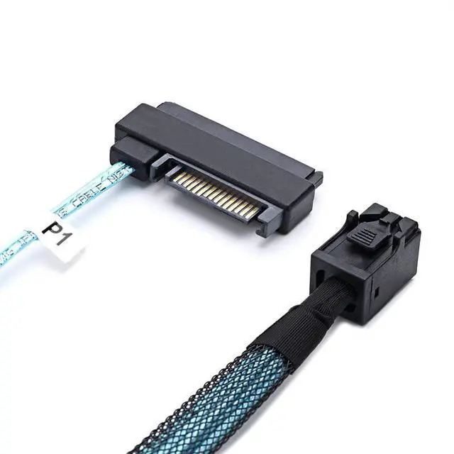 Alt view image 3 of 6 - Mini SAS to 4X SAS 29PIN Cable SFF-8643 to SFF-8482 29Pin with Sata 15PIN Power Connector, One to Four, for Raid Controller to HDD 1.6FT