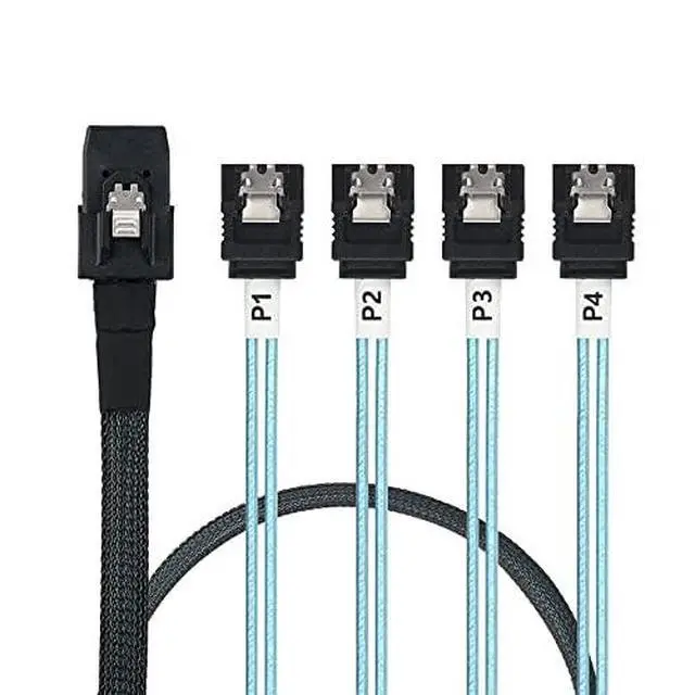 Alt view image 2 of 6 - Array Disk Cable Mini SAS 36Pin (SFF-8087) to 4 SATA 7Pin Cable, Mini SAS Host/Controller to 4 SATA Target/Backplane, 1M(3.3FT)