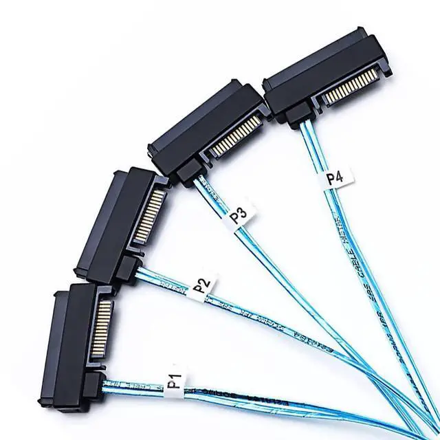 Alt view image 4 of 6 - Mini SAS to 4X SAS 29PIN Cable SFF-8643 to SFF-8482 29Pin with Sata 15PIN Power Connector, One to Four, for Raid Controller to HDD 1.6FT