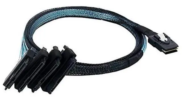 Main image of Internal Mini SAS SFF-8087 36 Pin to 4X SAS 29Pin SFF-8482 Hard Disk SAS Cable with sata Power Port 3.3FT1m