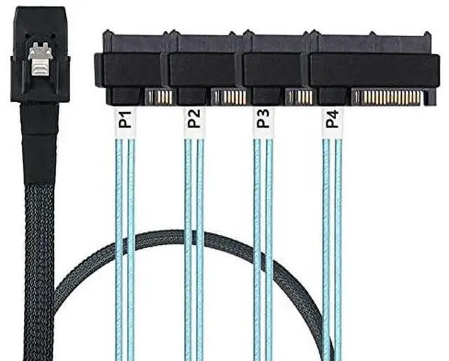 Alt view image 3 of 5 - Internal Mini SAS SFF-8087 36 Pin to 4X SAS 29Pin SFF-8482 Hard Disk SAS Cable with sata Power Port 3.3FT1m