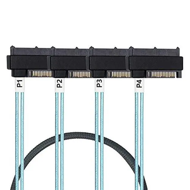 Alt view image 5 of 5 - Internal Mini SAS SFF-8087 36 Pin to 4X SAS 29Pin SFF-8482 Hard Disk SAS Cable with sata Power Port 3.3FT1m