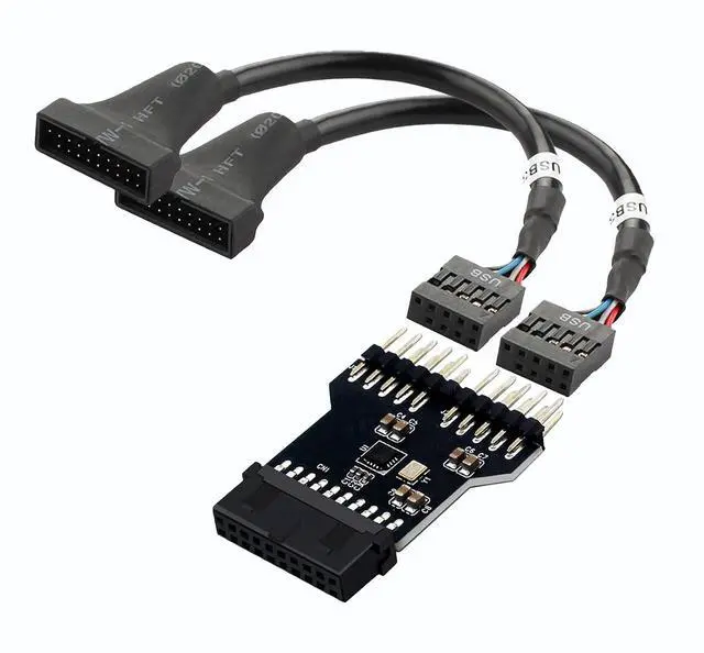 Main image of USB 3.0 19 Pin Female to Dual USB 2.0 9 Pin Male Adapter with Cables