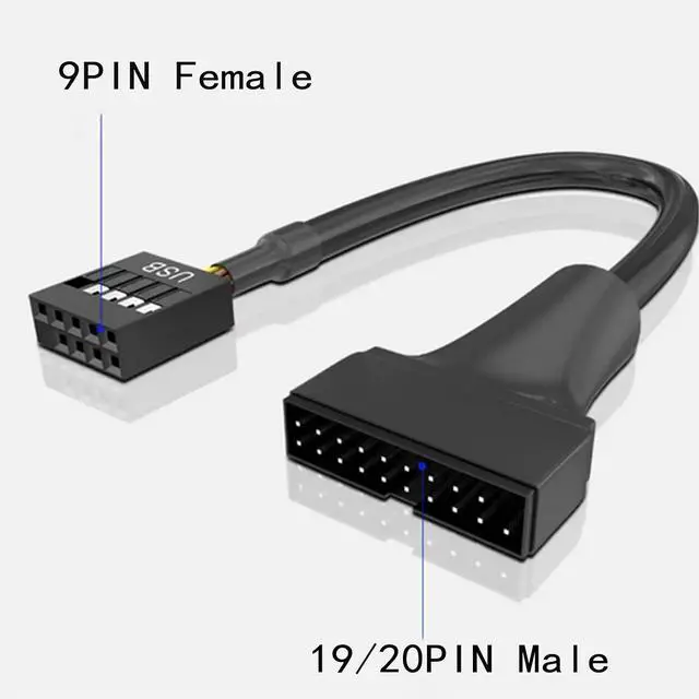 Alt view image 6 of 6 - USB 3.0 19 Pin Female to Dual USB 2.0 9 Pin Male Adapter with Cables