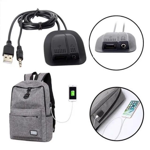 Alt view image 5 of 7 - Cable Backpack USB,Charging & 3.5mm Audio Cable Practical Convenient Outdoor Travel Camping External for Charger