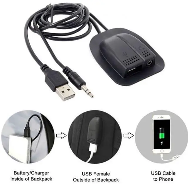 Alt view image 6 of 7 - Cable Backpack USB,Charging & 3.5mm Audio Cable Practical Convenient Outdoor Travel Camping External for Charger