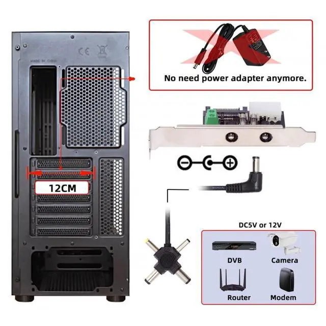 Alt view image 7 of 7 - DC 12V 5V Output Power System Intelligent Control Management System Power Card with PCI-E Bracket for Monitor Router