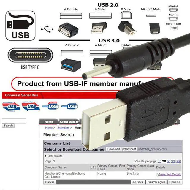 Alt view image 5 of 7 - Cable USB2.0 A Type Male to 2.0 x 0.7mm DC 5V Power Plug Barrel Straight Connector Charge Cable 1.5m