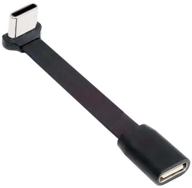 Main image of Cable Ultra Slim Flat USB-C Type-C Male to Female Extension Power USB2.0 Data Cable 90 Degree Up Down Angled 65W Fast Charge for Laptop Tablet Phone