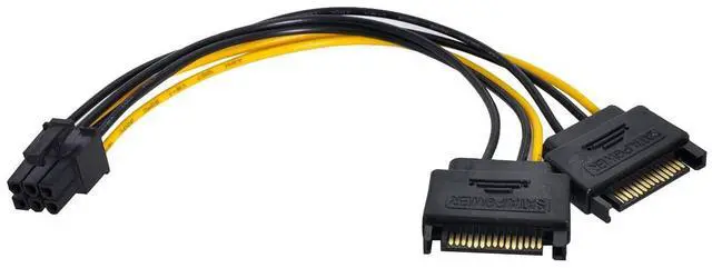 Main image of Dual SATA 15Pin Power to PCIE 6Pin Power Supply Adapter Converter Cable for EPS 12V Graphics Card