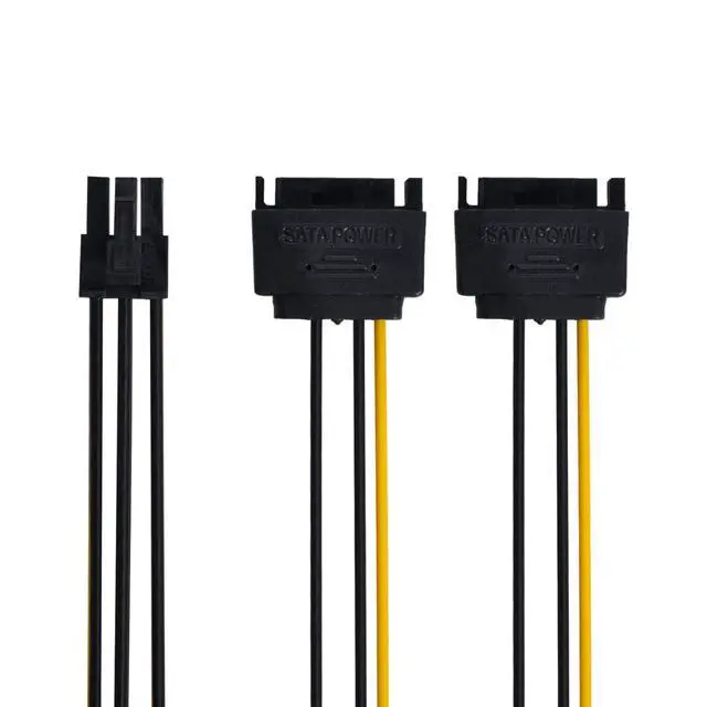 Alt view image 3 of 4 - Dual SATA 15Pin Power to PCIE 6Pin Power Supply Adapter Converter Cable for EPS 12V Graphics Card