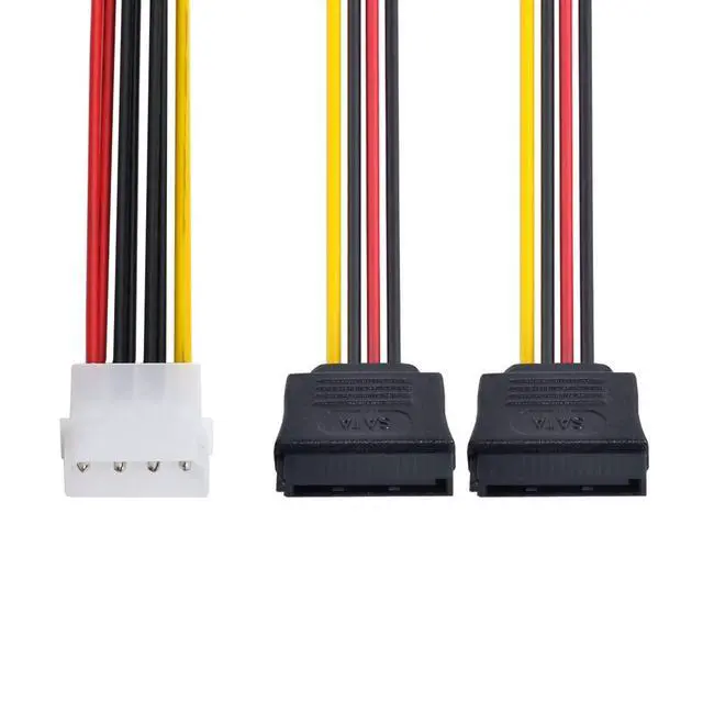 Alt view image 3 of 6 - 15Pin Power Cable IDE 4pin Disk Power Male to Dual SATA Female Splitter Y 1 to 2 Extension Cable 12V+5V