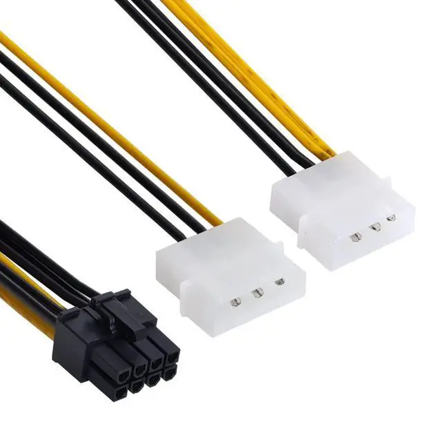 Alt view image 2 of 5 - DC 12V Cable Dual 4Pin to PCIE 8P 6+2Pin Power Supply Adapter Converter Cable for EPS 12V Graphics Card 15cm
