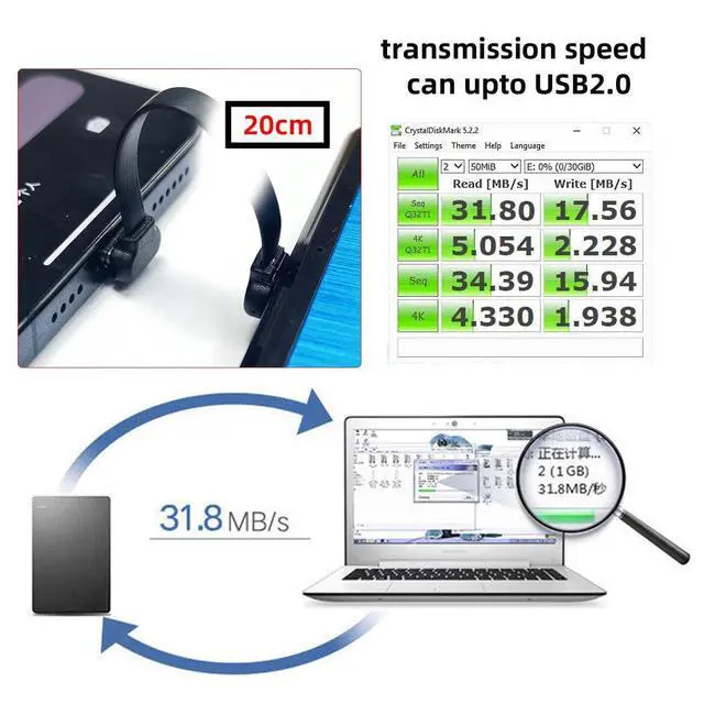 Alt view image 3 of 7 - USB-C Type C to USB-C Ultra Slim Flat Power USB2.0 Data Cable Angled Connector 65W Fast Charge for Laptop Tablet Phone (20cm)