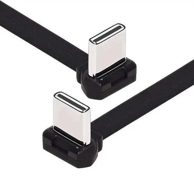 Main image of USB-C Type C to USB-C Ultra Slim Flat Power USB2.0 Data Cable Angled Connector 65W Fast Charge for Laptop Tablet Phone (20cm)
