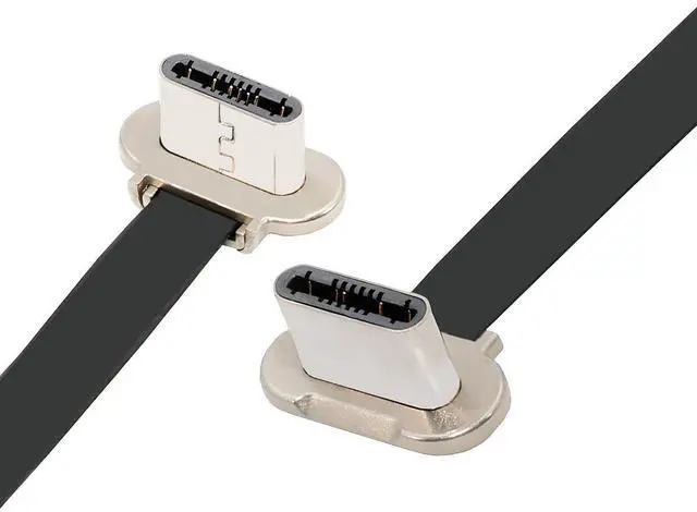 Main image of Cable 20cm Dual Angled Ultra Slim Flat USB-C Type C to USB-C Power USB2.0 Data Cable 65W Fast Charge for Laptop Tablet Phone
