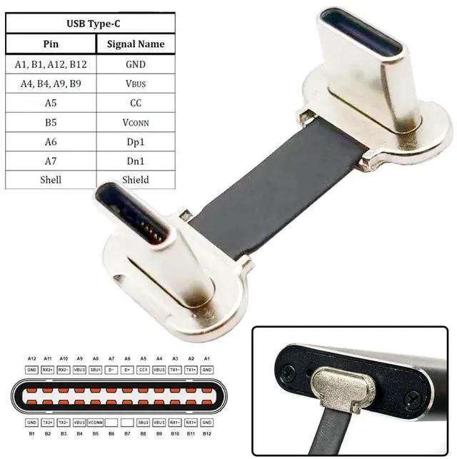 Alt view image 7 of 7 - Cord Dual Angled Ultra Slim Flat USB-C Type C to USB-C Power USB2.0 Data Cable 65W Fast Charge for Laptop Tablet Phone (2cm)