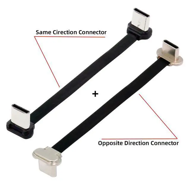 Alt view image 2 of 7 - 2pcs/lot Angled USB-C Type C to USB-C Ultra Slim Flat Power USB2.0 Data Cable 65W Fast Charge for Laptop Tablet Phone