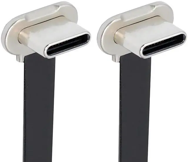 Main image of Cable 20cm Different Angled USB-C Type C to USB-C Ultra Slim Flat Power USB2.0 Data Cable 65W Fast Charge for Laptop Tablet Phone
