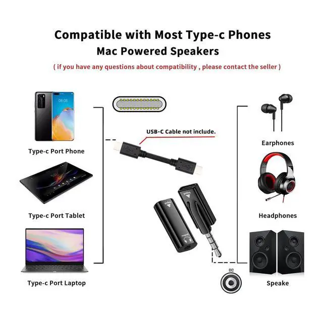 Alt view image 3 of 7 - 2pcs/lot Type-C USB-C Female to 3.5mm Male & Female Audio AUX & MIC Sound Card 16bit 48kHz Adapter Compatible with Laptop Tablet Phone