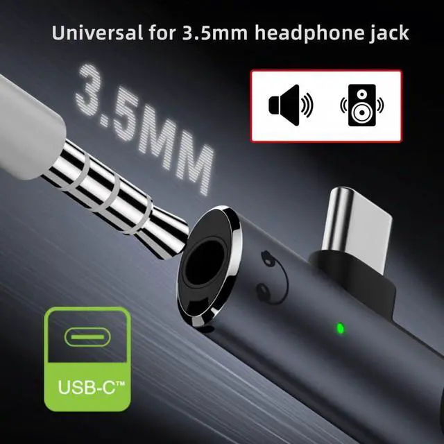 Alt view image 5 of 7 - Audio Adapter USB-C Type-C to 3.5mm Audio DAC AUX Music 16bit 48kHz & 100W PD Power Adapter for Laptop Tablet Phone