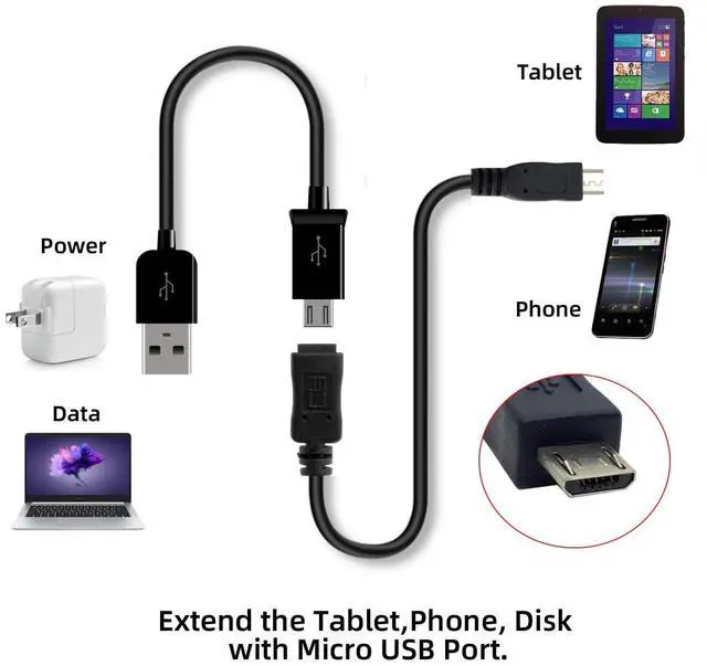 Alt view image 5 of 7 - USB 2.0 Micro USB 5Pin Male to Female Extension Cable - Hi Speed Data & Power (20cm)
