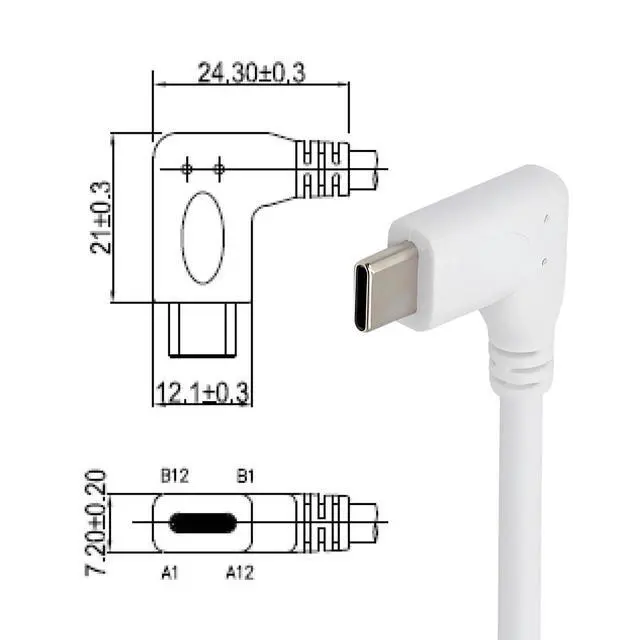 Alt view image 7 of 7 - Cable White USB-C Type-C Male to Female Extension Power USB2.0 Data Cable 90 Degree Left Right Angled 65W Fast Charge for Laptop Tablet Phone