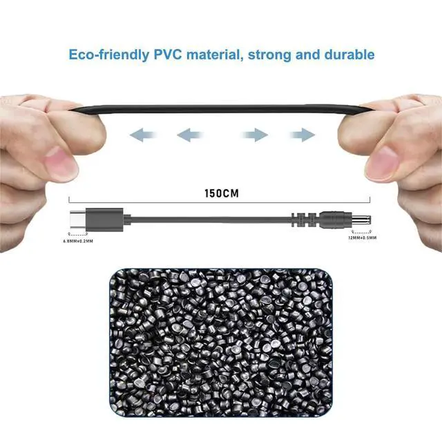 Alt view image 7 of 7 - USB 3.1 Type-C USB-C Male Power Input to DC 12V Output 5.5x2.1mm Plug Cable PD Emulator Trigger Cord 150cm