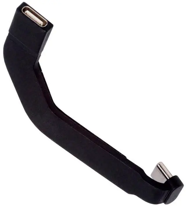 Main image of Angled Type-C Male to USB-C Female Extension Ultra Slim Data Cable Connector Protector 65W Fast Charge for Tablet Phone (Black)