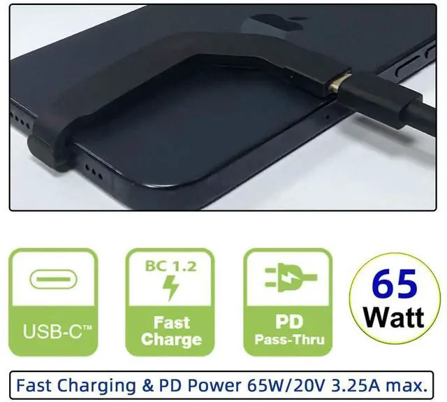 Alt view image 5 of 7 - Angled Type-C Male to USB-C Female Extension Ultra Slim Data Cable Connector Protector 65W Fast Charge for Tablet Phone (Black)