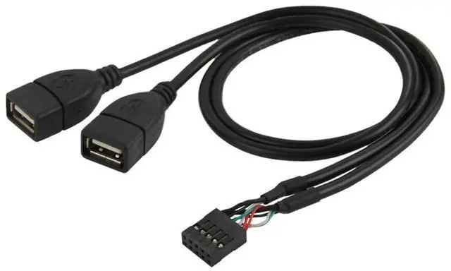 Main image of Cable Motherboard 9Pin 10Pin Female Housing to Dual USB 2.0 Female Type-A Cable 50cm