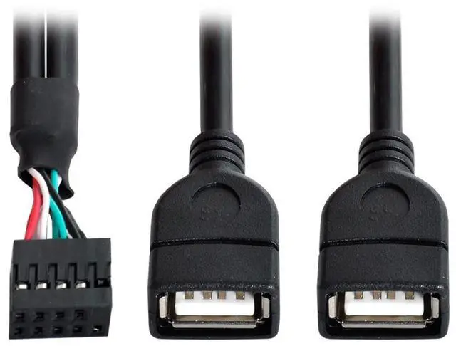 Alt view image 2 of 6 - Cable Motherboard 9Pin 10Pin Female Housing to Dual USB 2.0 Female Type-A Cable 50cm