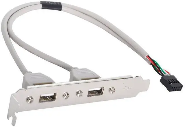 Main image of Cable Dual USB 2.0 A Type Female to Motherboard 9Pin 10Pin USB Header Cable with PCI-E Bracket Screw Panel