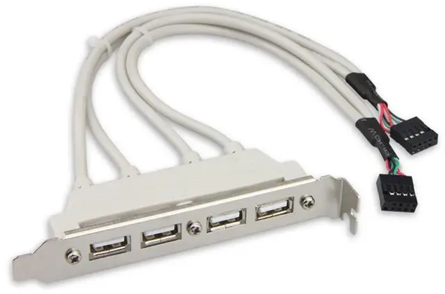 Main image of 4 Ports USB 2.0 Female to Motherboard 9pin 10Pin Header Cable with Bracket PCI-E