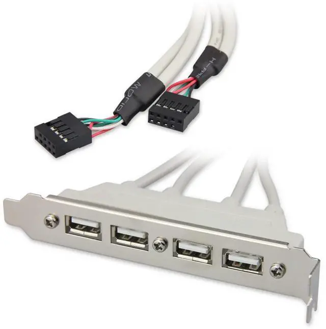 Alt view image 7 of 7 - 4 Ports USB 2.0 Female to Motherboard 9pin 10Pin Header Cable with Bracket PCI-E
