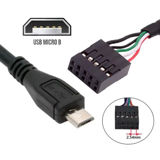 Alt view image 5 of 7 - Cable USB 2.0 Motherboard 9pin 10pin Header to Micro USB 5Pin Cable 50cm for Mini Monitor Sensor Panel Camera