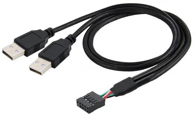 Main image of Cable Motherboard 9Pin 10Pin Female Housing to Dual USB 2.0 Male Type-A Cable 50cm
