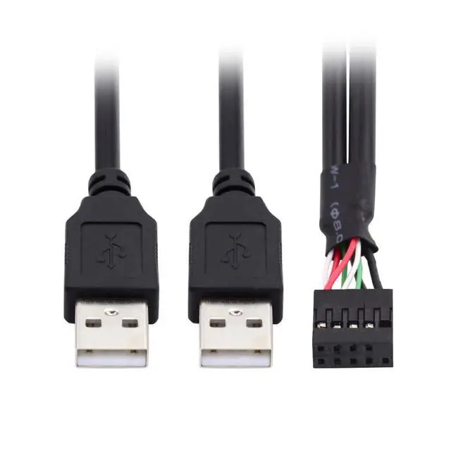 Alt view image 2 of 6 - Cable Motherboard 9Pin 10Pin Female Housing to Dual USB 2.0 Male Type-A Cable 50cm