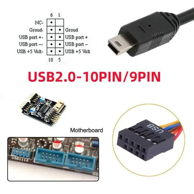 Alt view image 4 of 7 - Cable USB 2.0 Motherboard 9pin 10pin Header to Mini USB 5Pin Cable 50cm for Mini Monitor Sensor Panel Camera