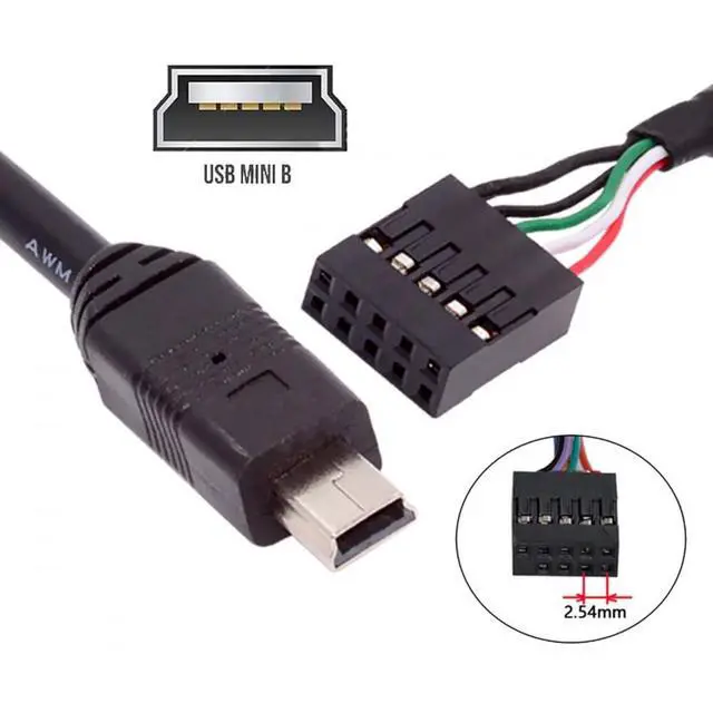 Alt view image 5 of 7 - Cable USB 2.0 Motherboard 9pin 10pin Header to Mini USB 5Pin Cable 50cm for Mini Monitor Sensor Panel Camera