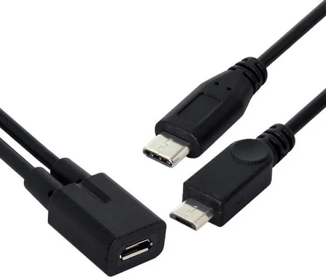 Main image of Cable Micro USB Female to USB-C Type C USB 3.1 & Micro USB Male Splitter Extension Charge Cable