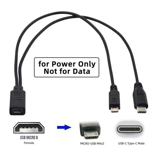 Alt view image 5 of 7 - Cable Micro USB Female to USB-C Type C USB 3.1 & Micro USB Male Splitter Extension Charge Cable